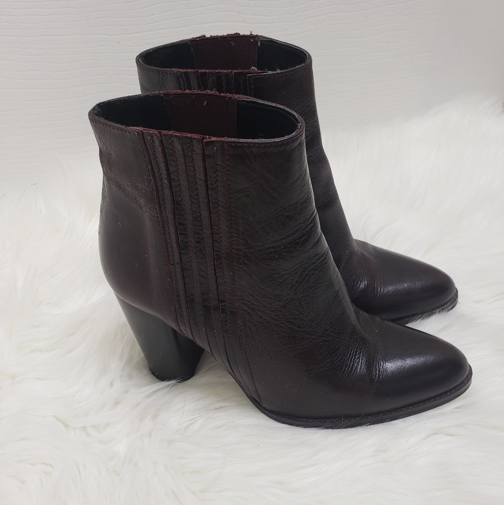 Zara Basic Brown Leather Pull On Ankle Boots - image 2